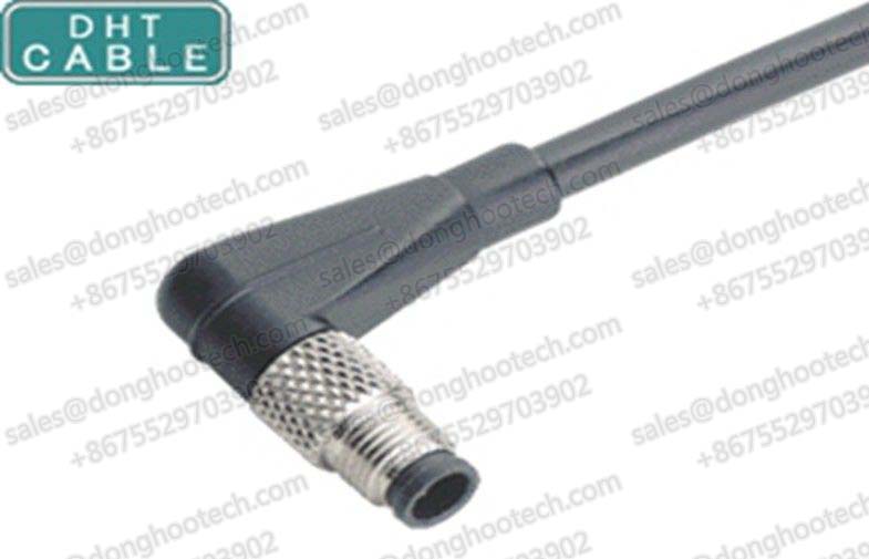  R/a Right Angle Type M5 Male Waterproof Cable for Machine Vision , Medical Equipment 
